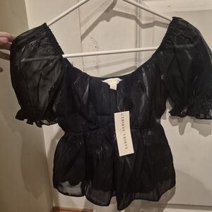 Elegant Black Sheer Blouse by Shein